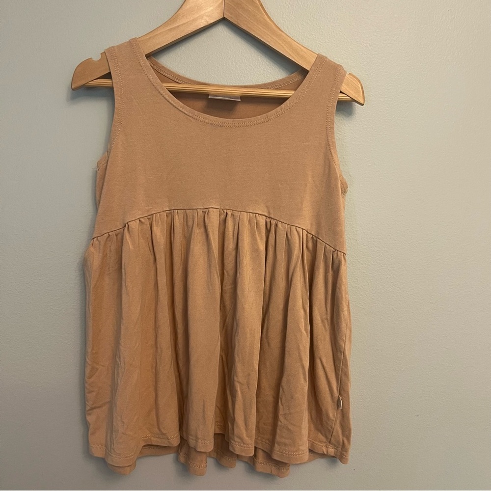 Jax and Lennon caramel peplum bamboo tank